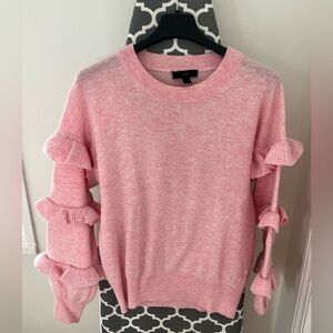 J.Crew Soft Pink Ruffled Sleeve Sweater - Womens
